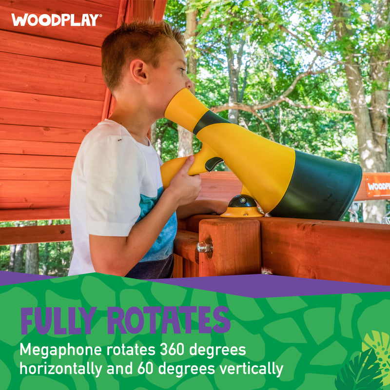 Fully rotates - megaphone rotates 360 degrees horizontally and 60 degrees vertically