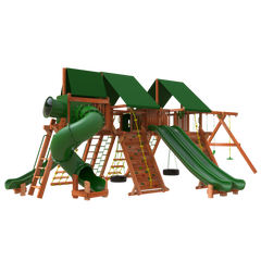 Woodplay playset outdoor megaset with double slide and swings and climbing -  large swing sets - mega swing sets