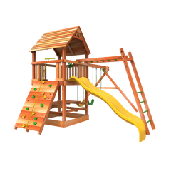 outdoor wooden playhouse with slide from woodplay monkey tower g wooden swingset - outdoor playsets for kids - safari swing sets