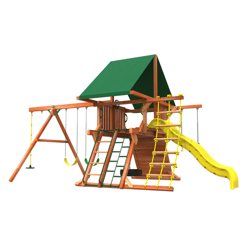 Woodplay 5' Outback Combo Playset rear view photo - wood playground