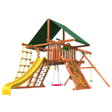 5.5' Outback Combo 2 swing set for sale from Woodplay with slide and trapeze attachments