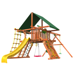 5.5' Outback Combo 2 swing set for sale from Woodplay with slide and trapeze attachments 