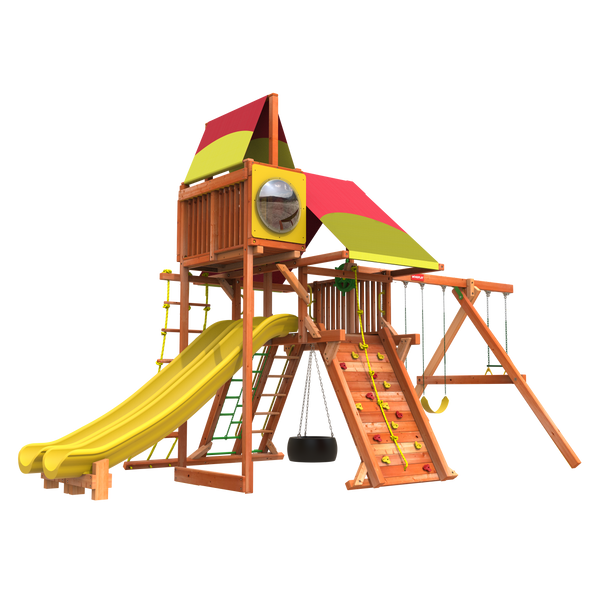 6' Outback Combo 4 play ground set with tire swing and slides and swing set