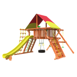 6' Outback XL Combo 2 with rope climbing tire swing slide and trapeze bars swing sets for sale - best swing sets