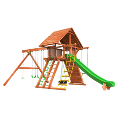 Woodplay 7' Outback Combo 2 Wooden Play ground set with slide and swings 