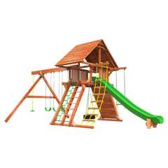 Woodplay 7' Outback Combo 2 Wooden Play ground set with slide and swings