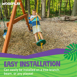 woodplay rope and disc swing easily installed on tree brand, beam, or any playset