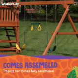 Comes assembled. Trapeze bar comes fully assembled