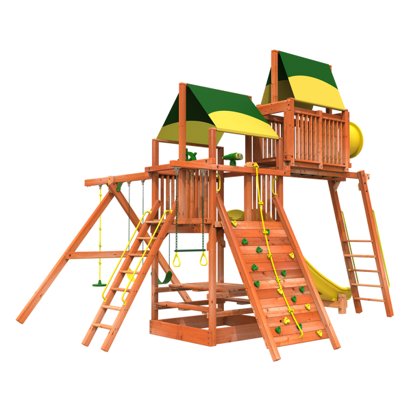 6' Playset with slide and sandbox Woodplay playhouse combo 4