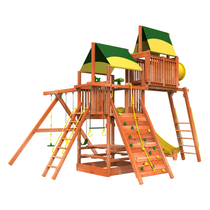 6' Playset with slide and sandbox Woodplay playhouse combo 4