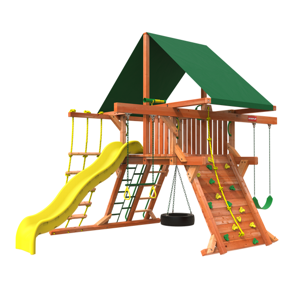 outback space saver 1 - woodplay space saver swing sets - kids playground set - cedar playsets