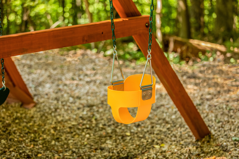 Woodplay Full Bucket Swing for Toddlers - 50" Chains - Yellow - bucket swings