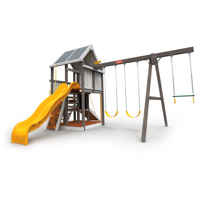 multi level wooden playground set from woodplay