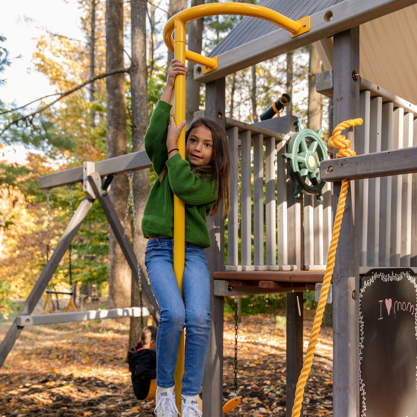 5' Multi-Level Playhouse Swingset | Woodplay