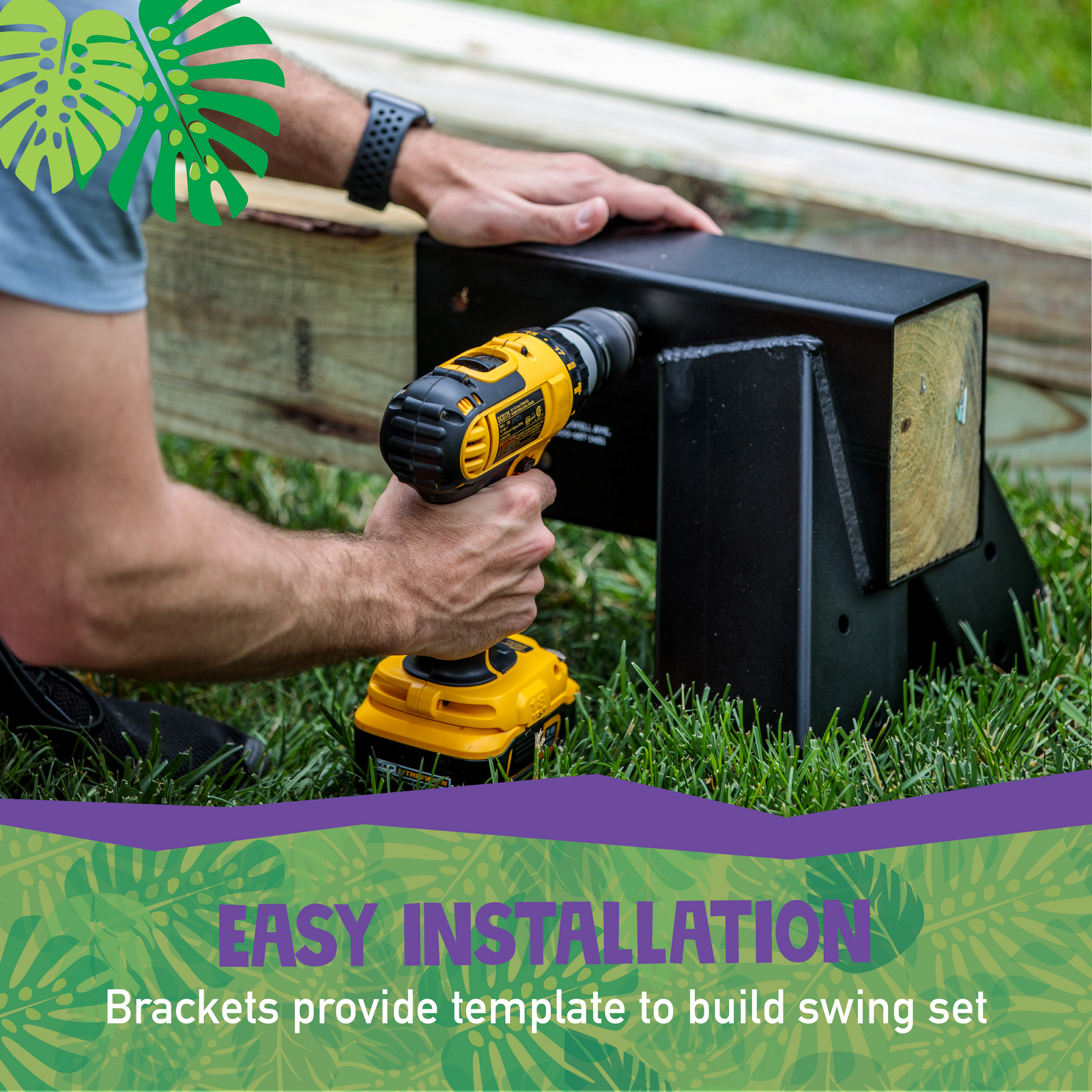 Heavy Duty Steel Swing Set Brackets DIY Installation Safe-Kidz Deluxe ...