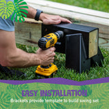 how to build your own swing set. easy installation - brackets provide template to build a frame for swing set, a frame swing brackets