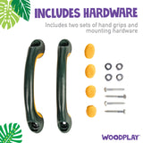 Woodplay Playsets - includes hardware. Includes two sets of hand grips and mounting hardware.