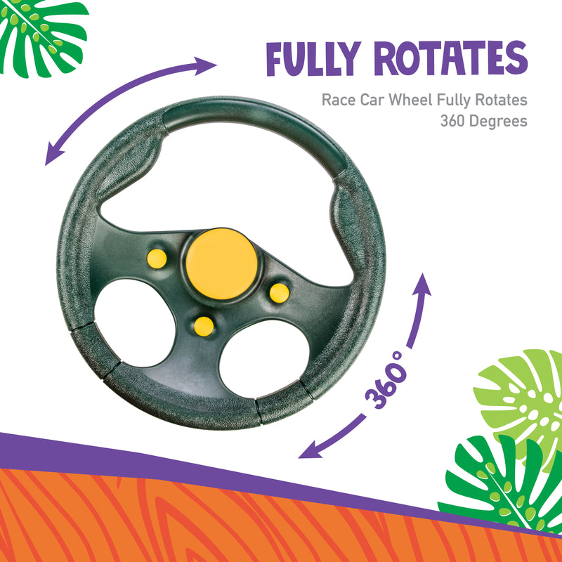 toy race car wheel for playset fully rotates 360 degrees