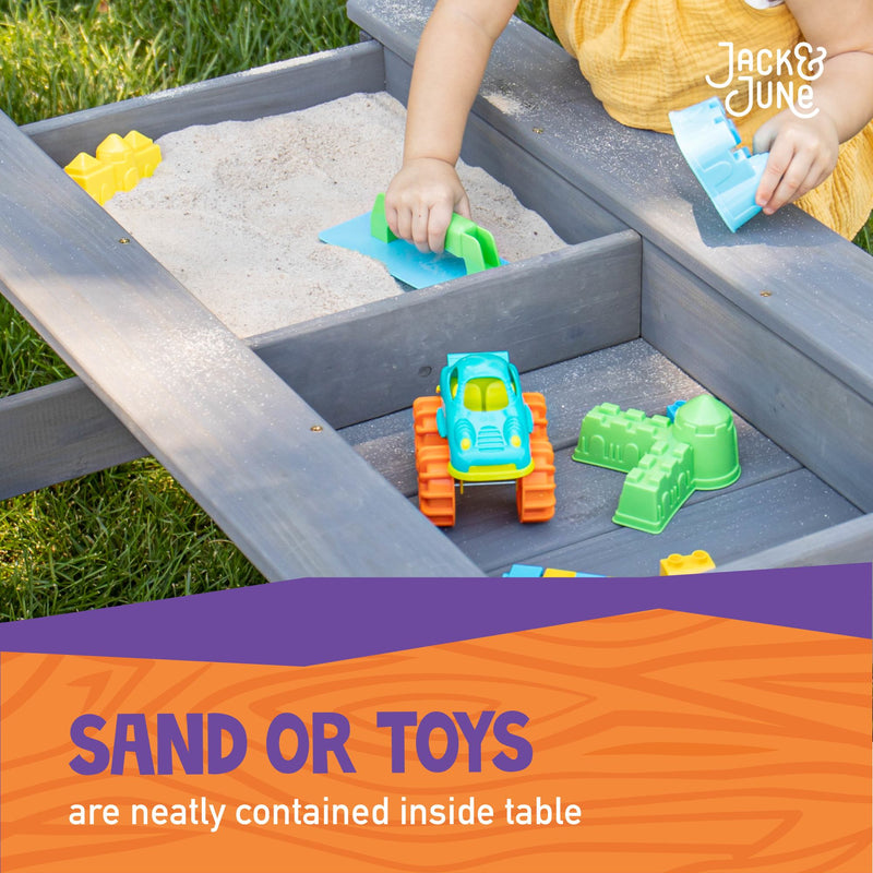 sand or toys  are neatly contained inside table