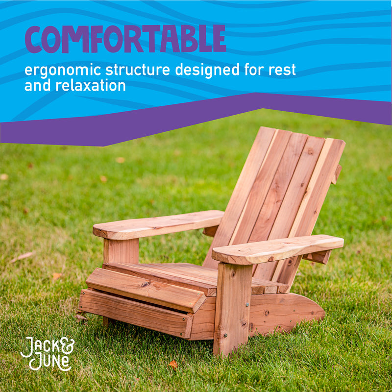 The Adirondack chair is a comfortable ergonomic structure designed for rest and relaxation