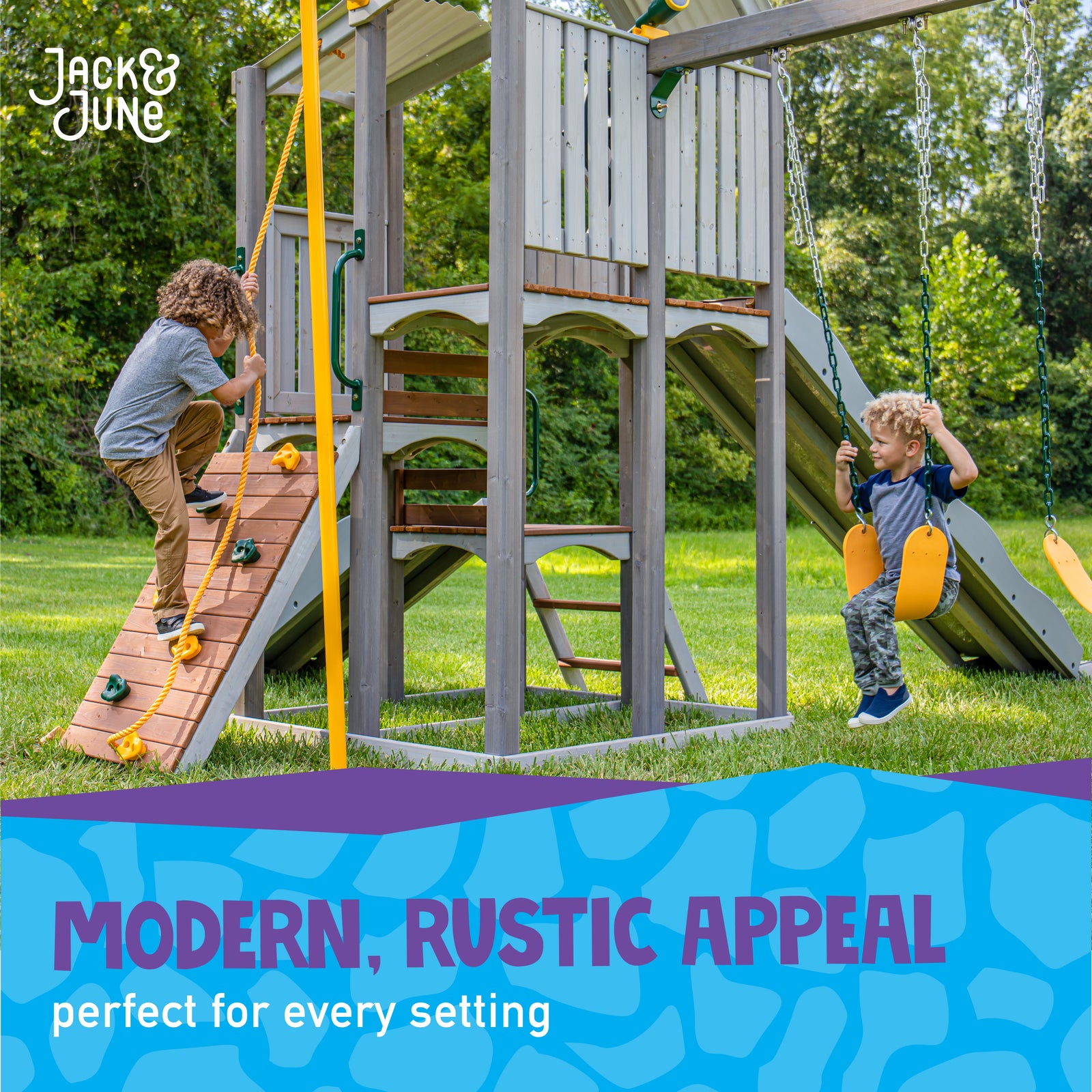 Haven Outdoor Swing and Slide Set | DIY Playsets | Woodplay