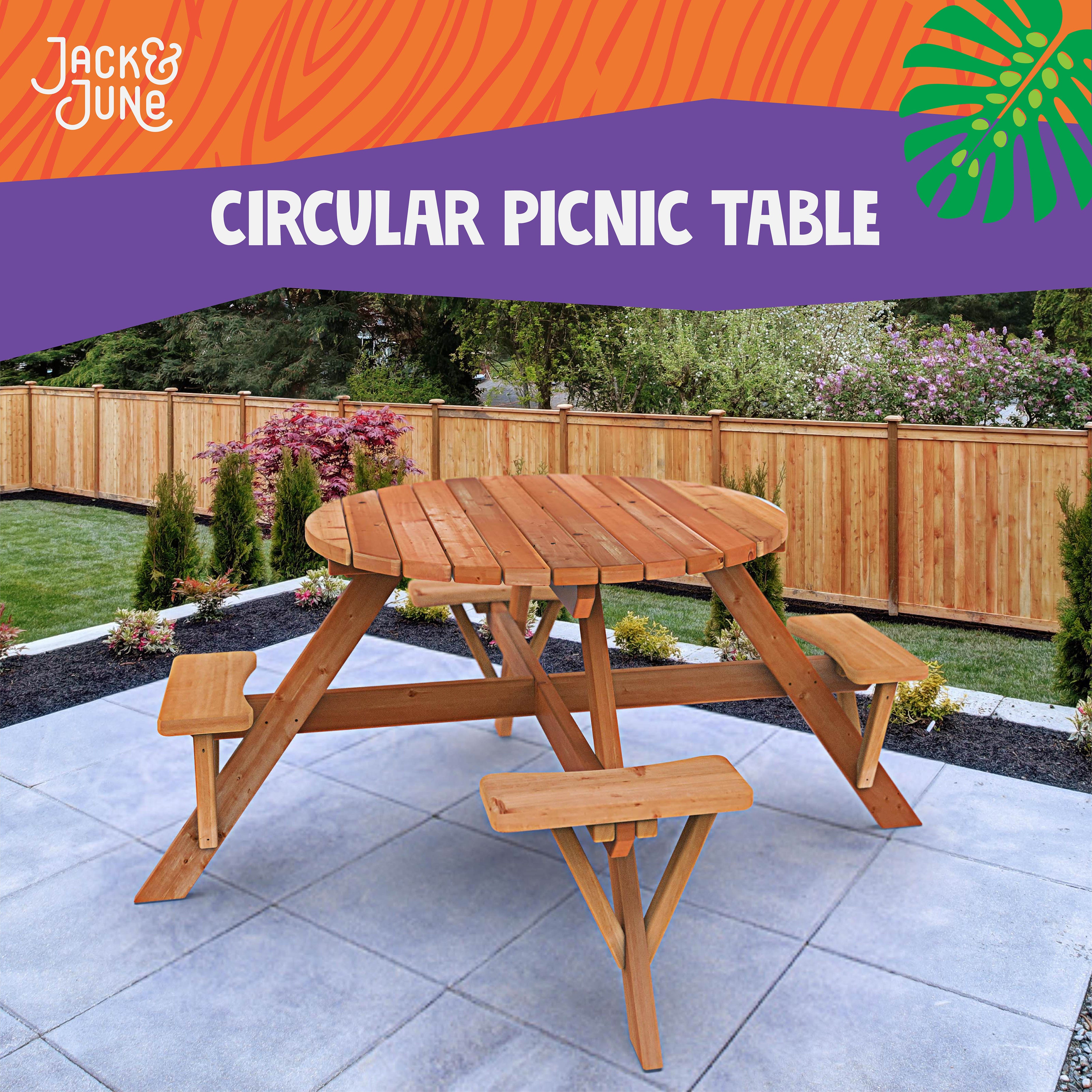 Adult Wooden Circular Picnic Table | Jack & June | Woodplay