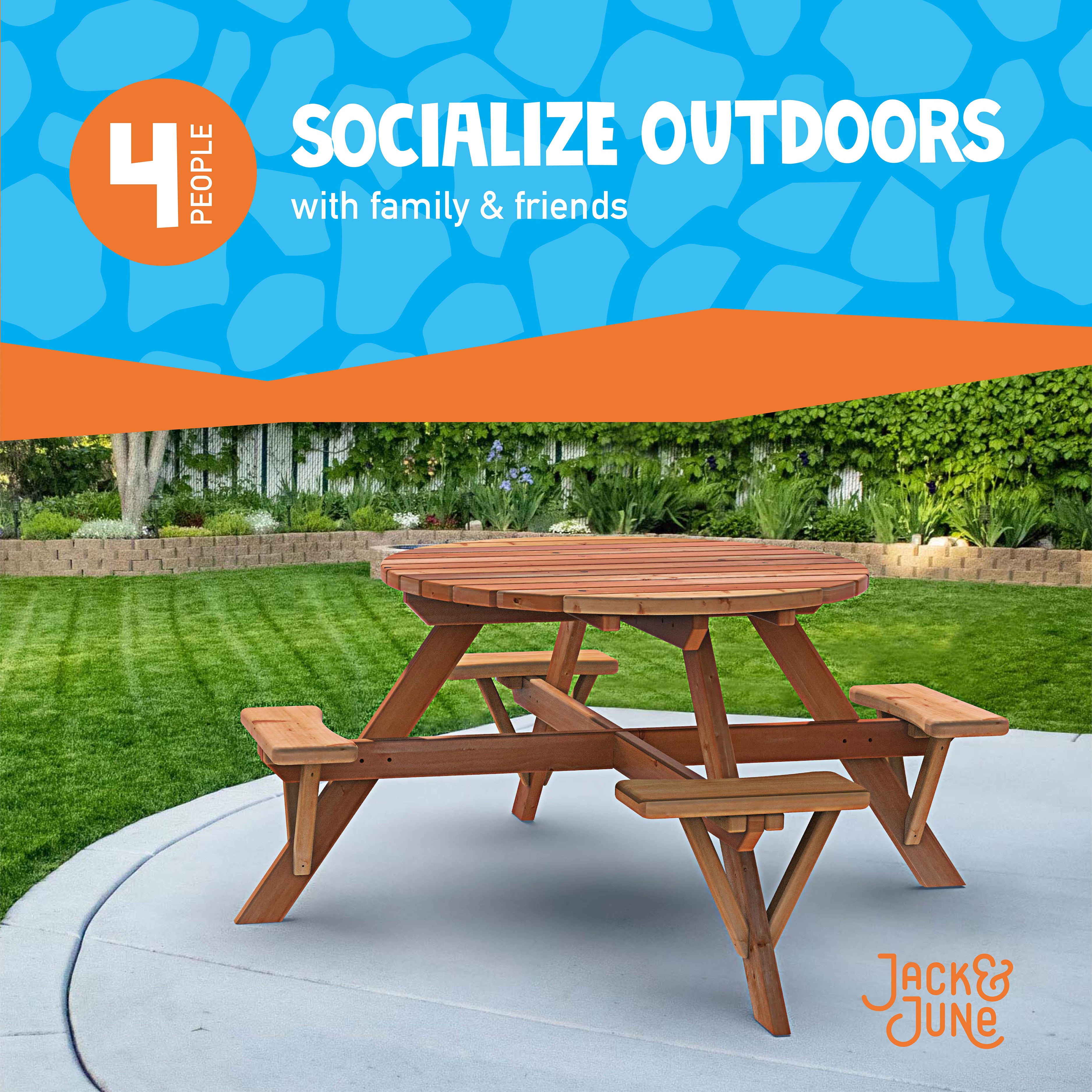 Adult Wooden Circular Picnic Table | Jack & June | Woodplay