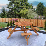 jack and june circular picnic table on patio - wood picnic table