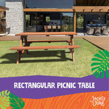 rectangular wooden picnic table - jack and june