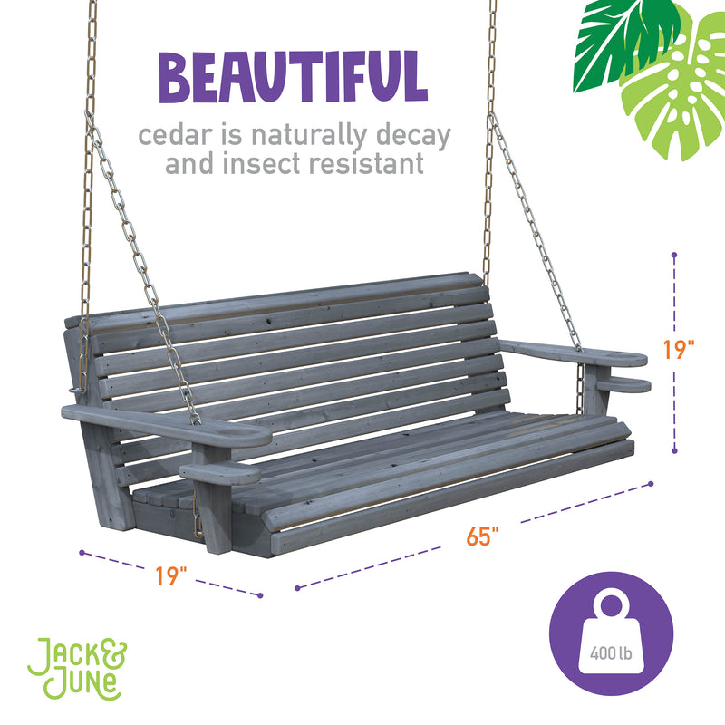 wooden porch swing is beautiful - cedar is naturally decay and insect resistant