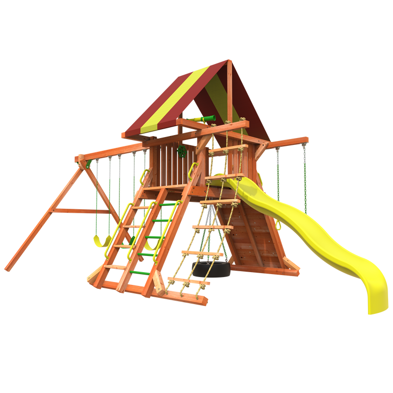 Wooden backyard swing sets sales