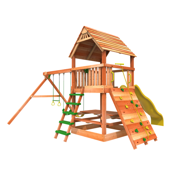 Playhouse near me from Woodplay outdoor wooden monkey tower b playset; custom built swing sets - swing set clearance