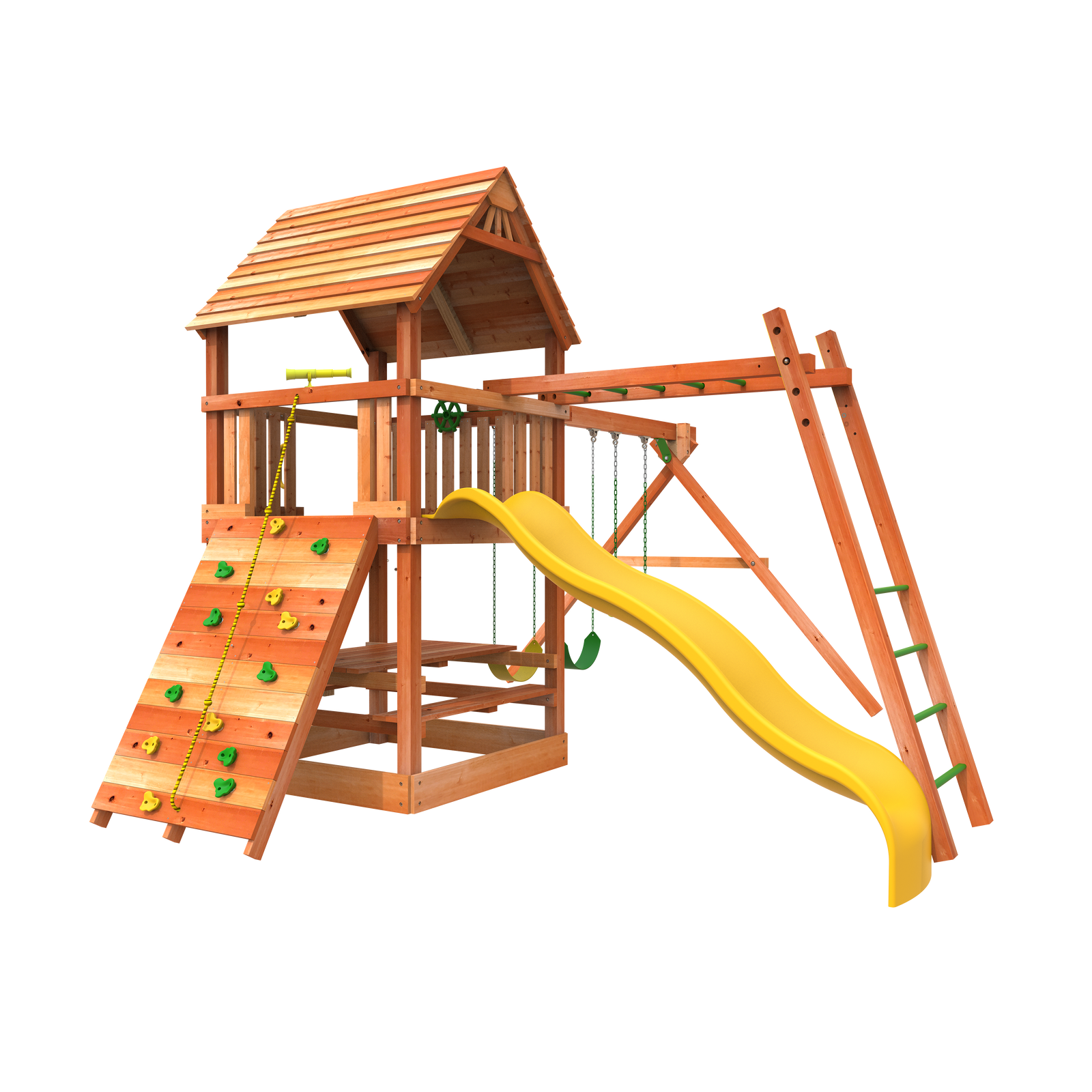 Small wooden swing set on sale