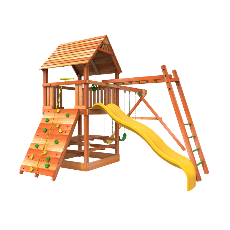 outdoor wooden playhouse with slide from woodplay monkey tower g wooden swingset - outdoor playsets for kids