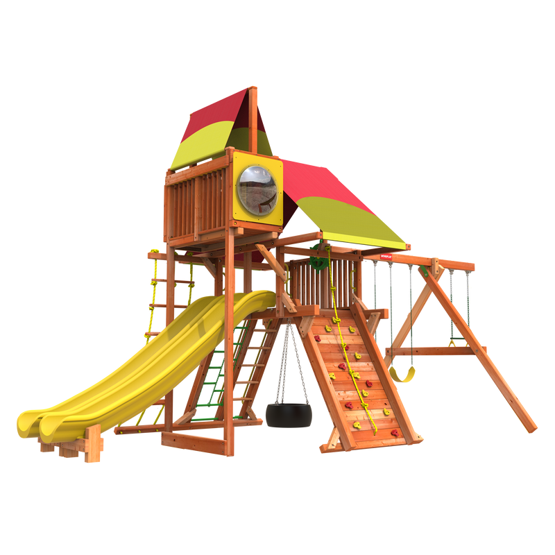 6' Outback Combo 4 play ground set with tire swing and slides and swing set