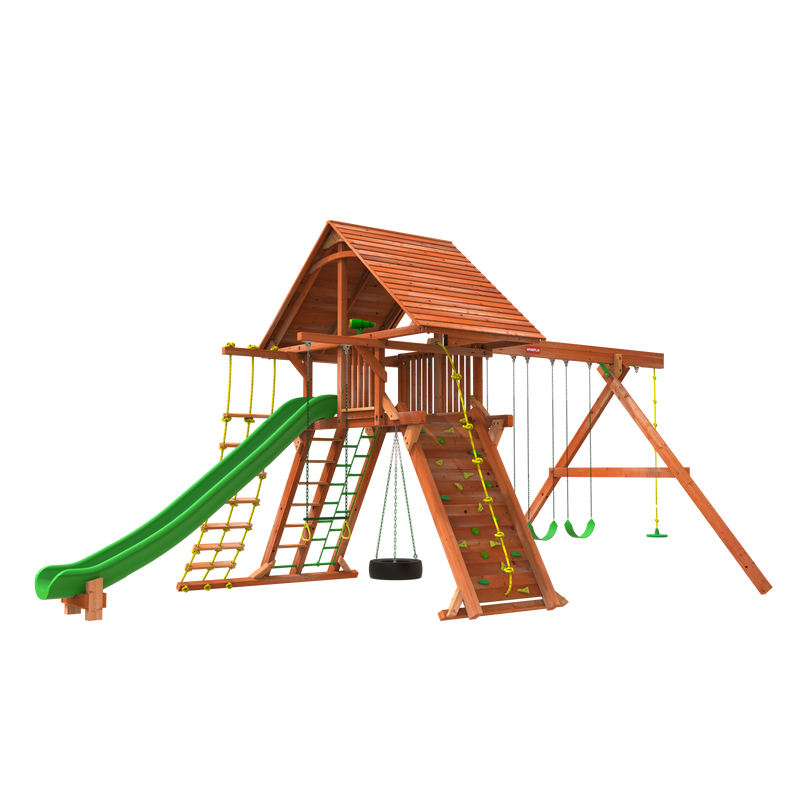 wooden play ground from woodplay play sets outback combo 2 7' tall 