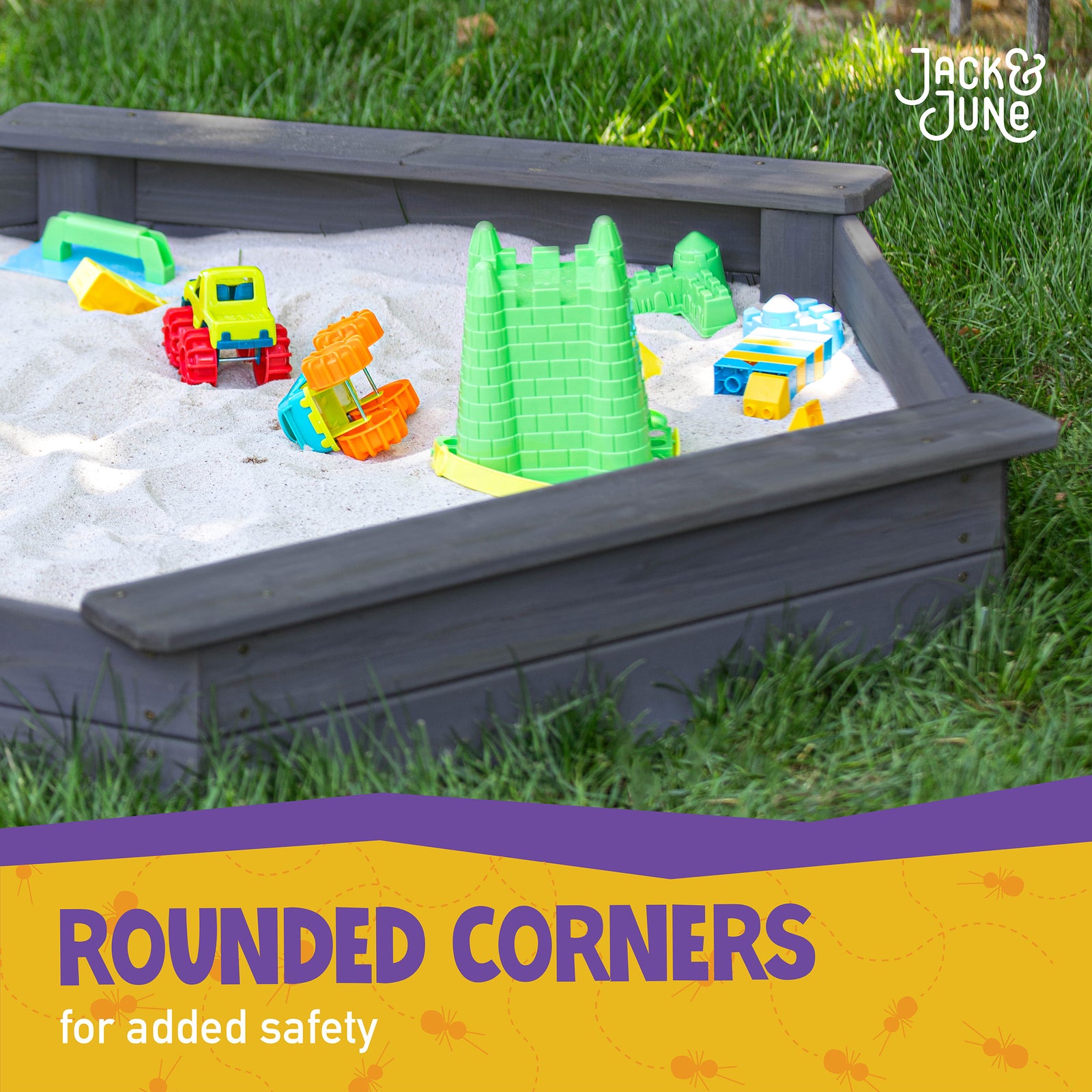 Premium Cedar Sand Box | Jack & June Hexagonal Sandbox | Woodplay