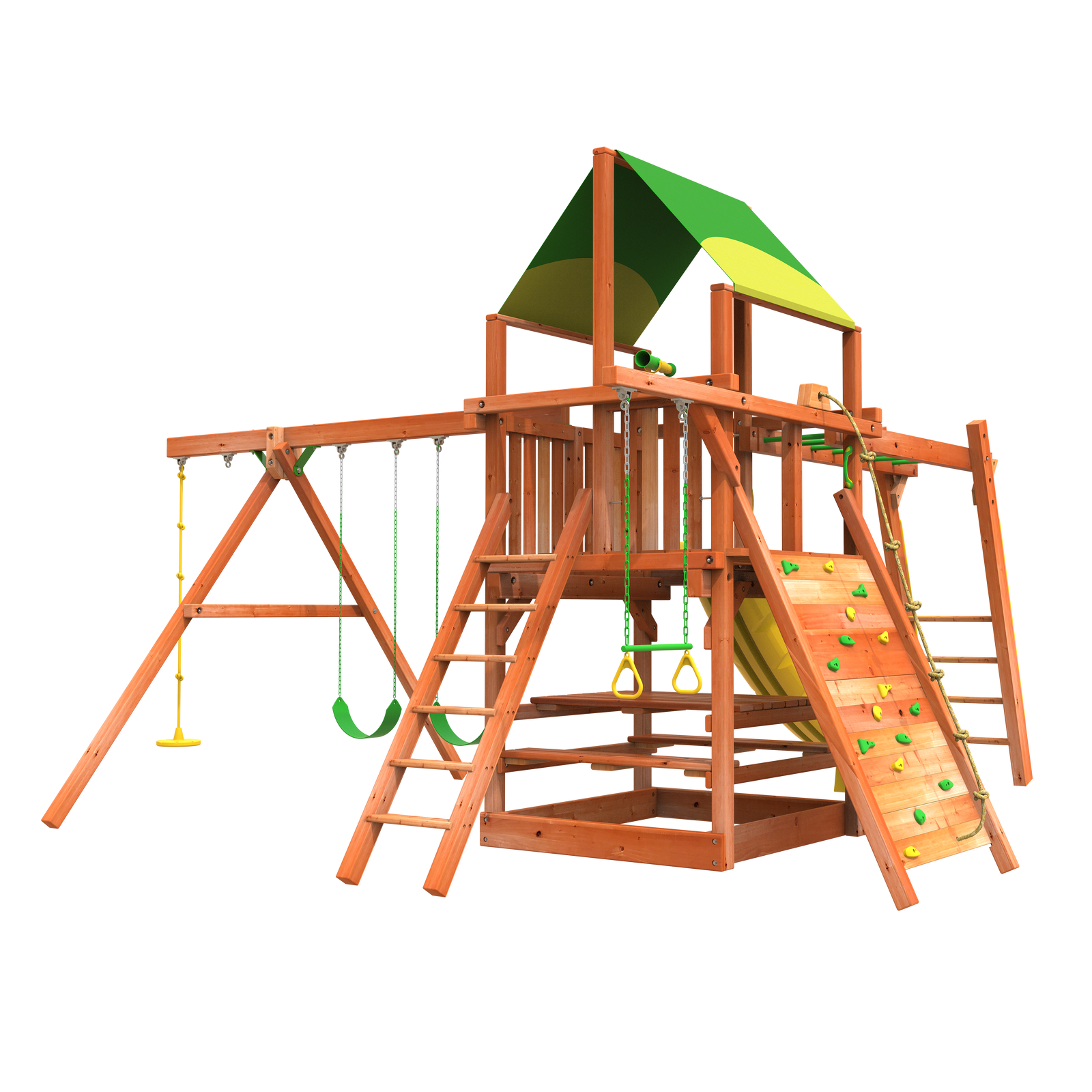 5' Playhouse Combo 3 Playset with Monkey Bars | Woodplay