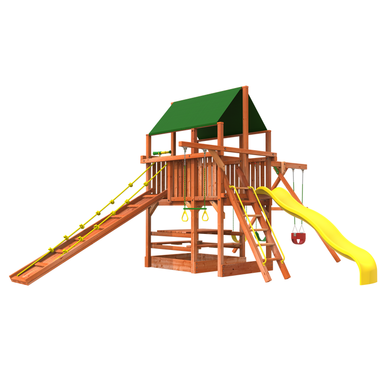 5' Playhouse XL Combo Wooden Swing Sets for Backyards Woodplay