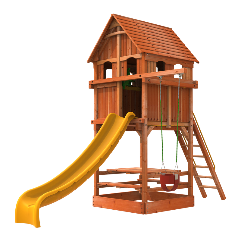 woodplay playset for outdoor yards 6' Playhouse Combo 1