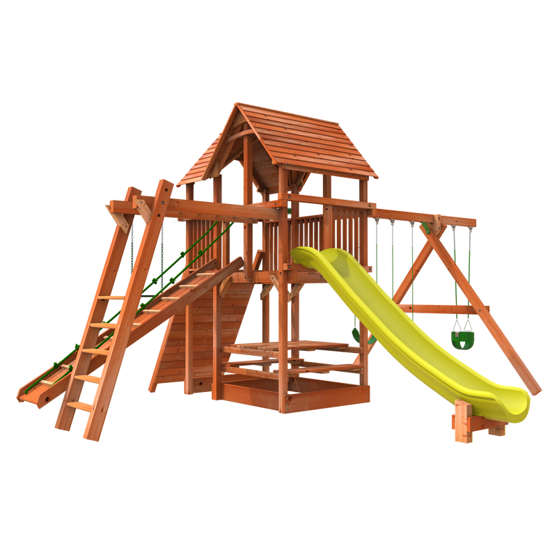 6' Playhouse XL Combo 3 from Woodplay wooden outdoor swingset