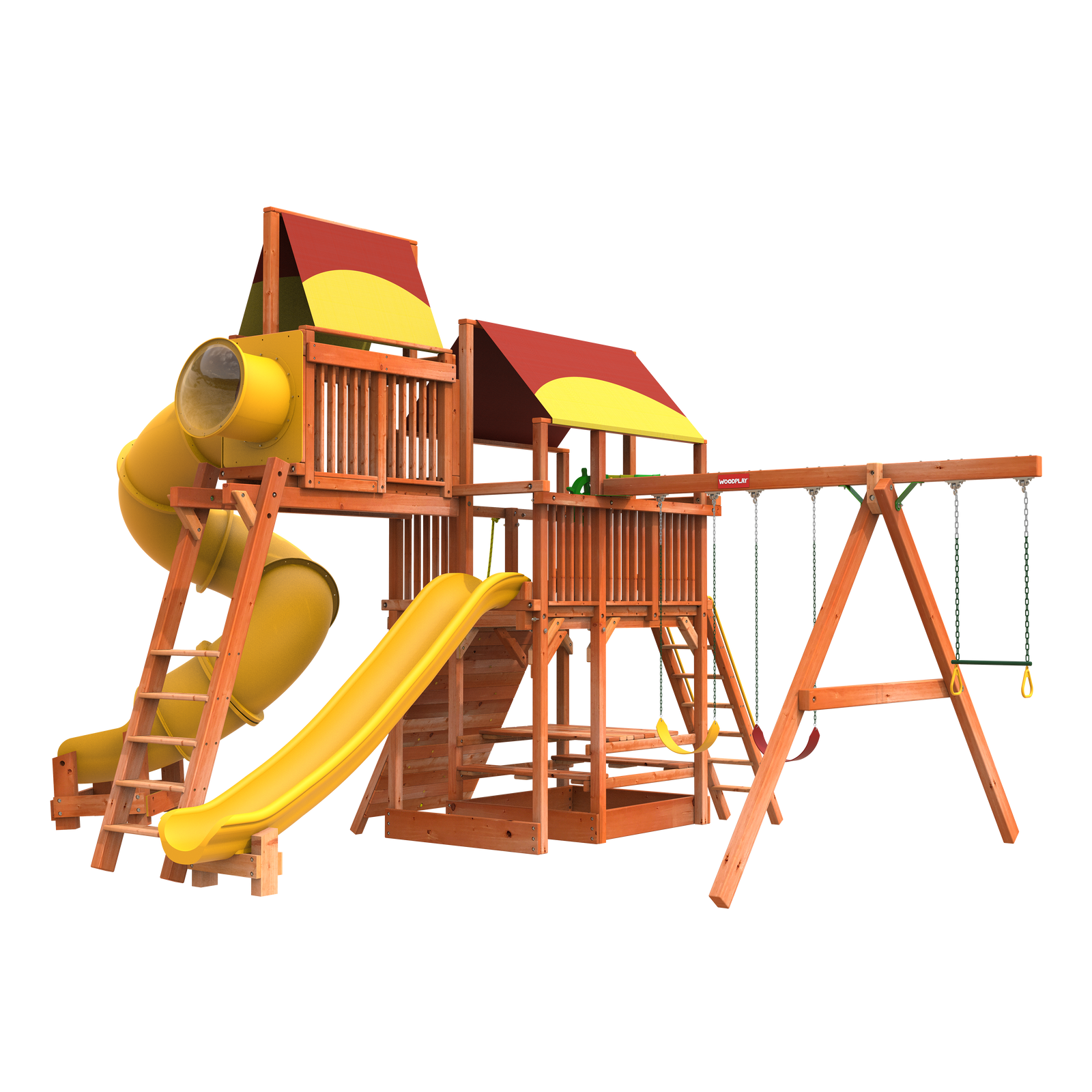6' Playhouse XL Combo 5 Wooden Swing Set | Woodplay