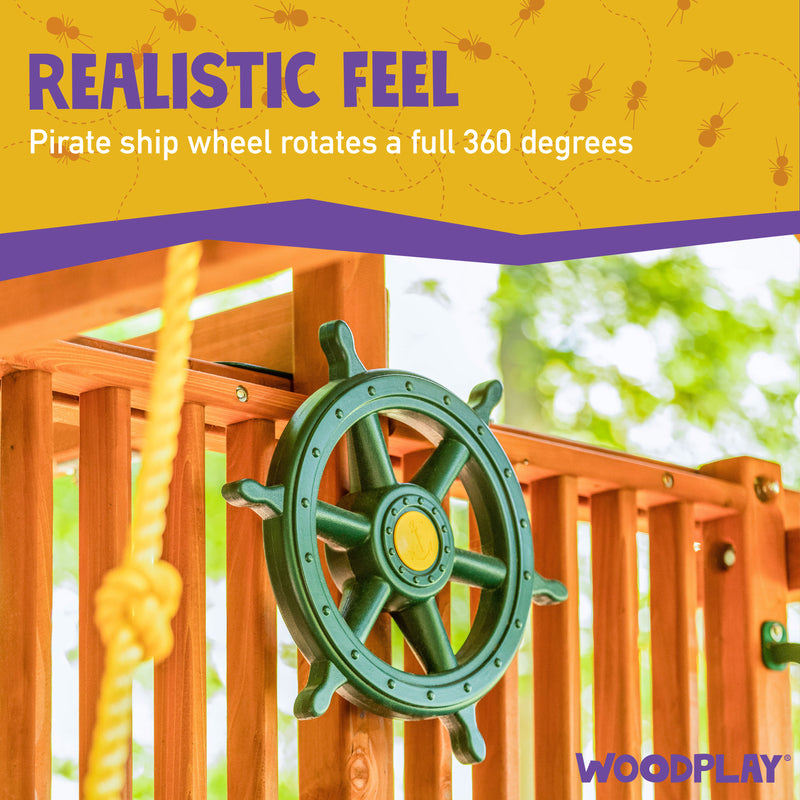 Jungle Gym Kingdom Pirate Ship Wheel for Kids - Toy Steering Wheel for  Treehouse, Outdoor Playhouse, Backyard Playset or Swing Set - Playground