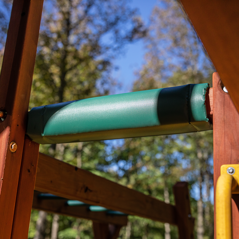 Swing set green rail cushion to protect kids