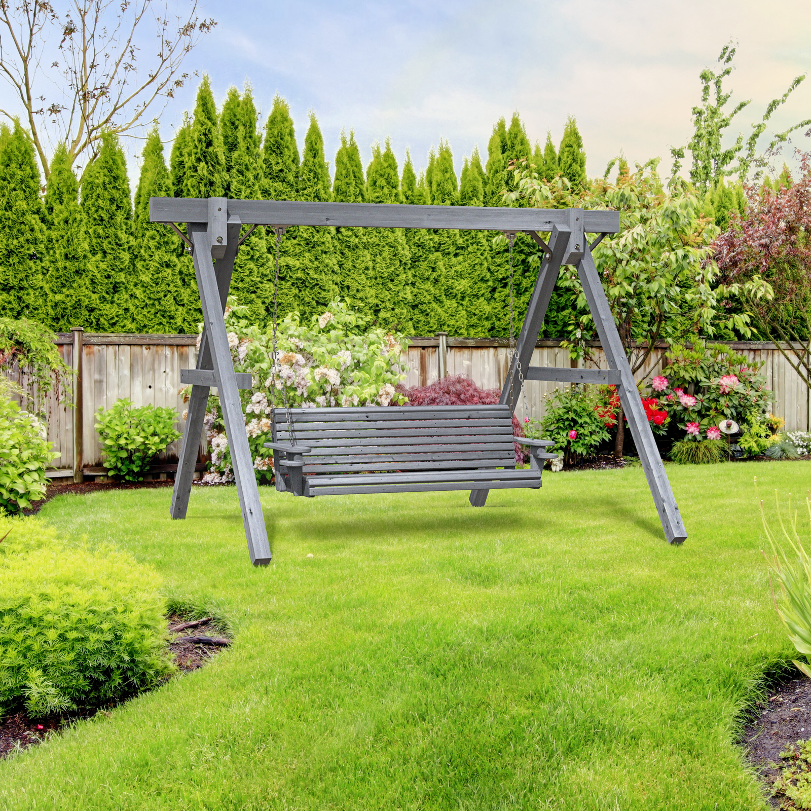 Outdoor swing bench best sale
